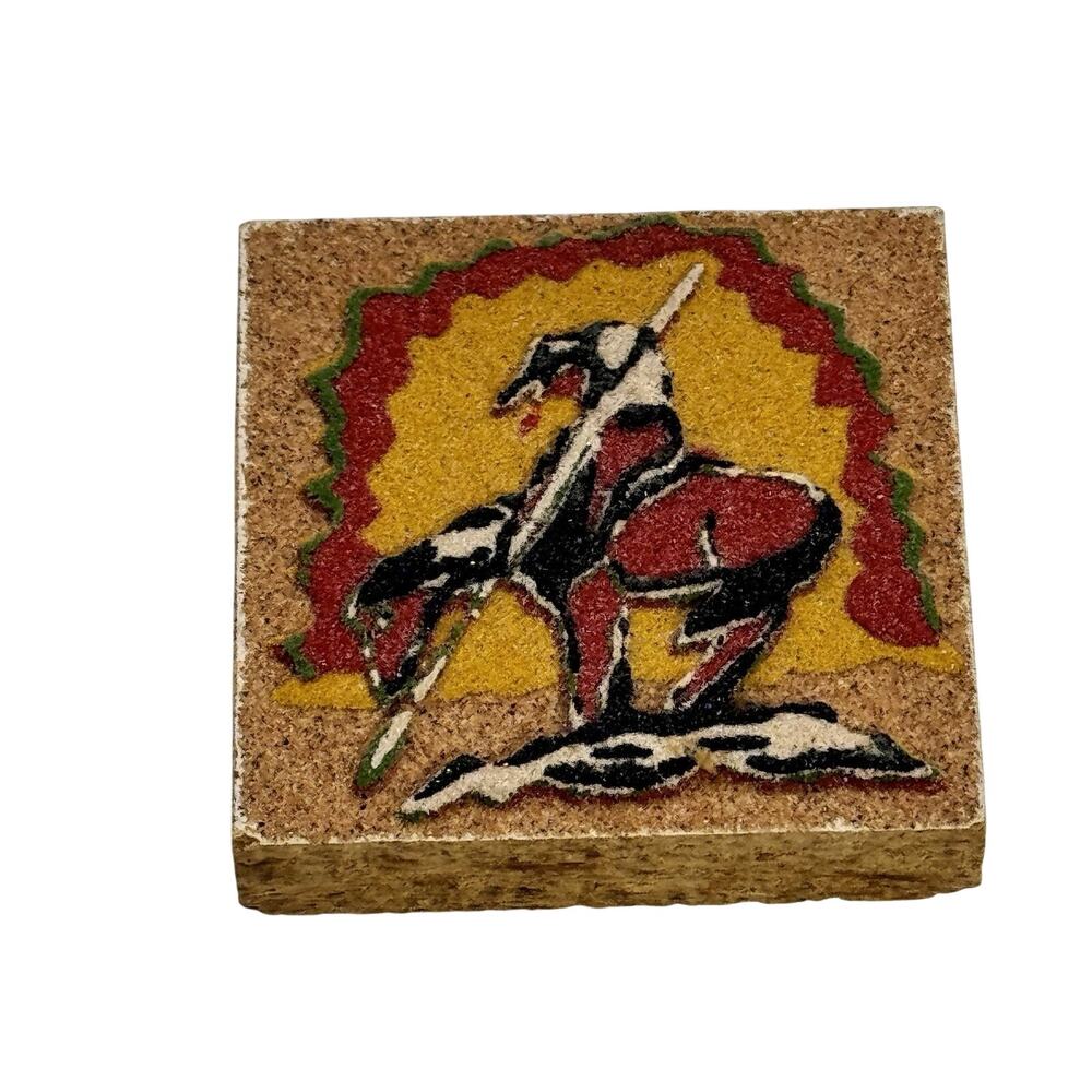 Native American Navajo Southwest Indian Sand Painting Tile Refrigerator Magnet